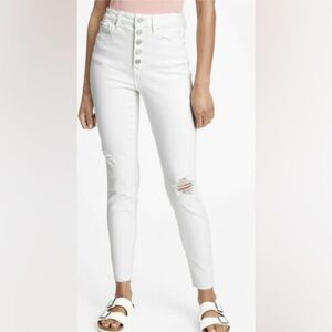 GAP High Rise Destructed Universal Legging Jeans White Women’s Size 10/30 EUC